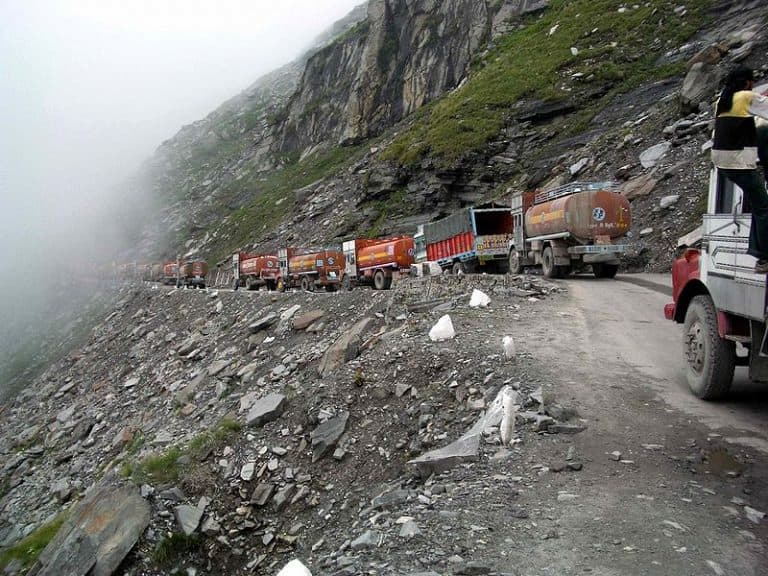 Trucks in Rohtang Pass