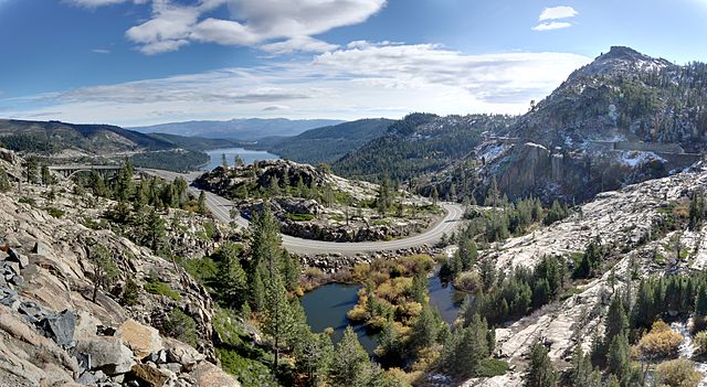 Donner Memorial State Park from the Old Donner Pass Highway near Truckee, CA. 