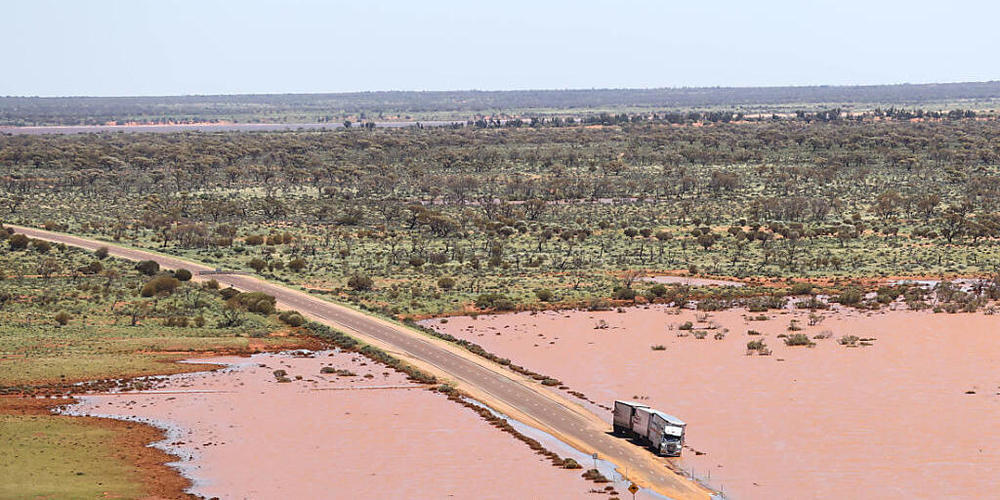 Flood waters at Stuart Highway